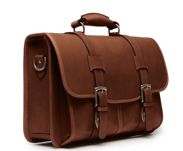 Brown Hover Leather Laptop Briefcase