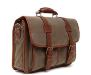Olive Hover Waxed Canvas Laptop Briefcase
