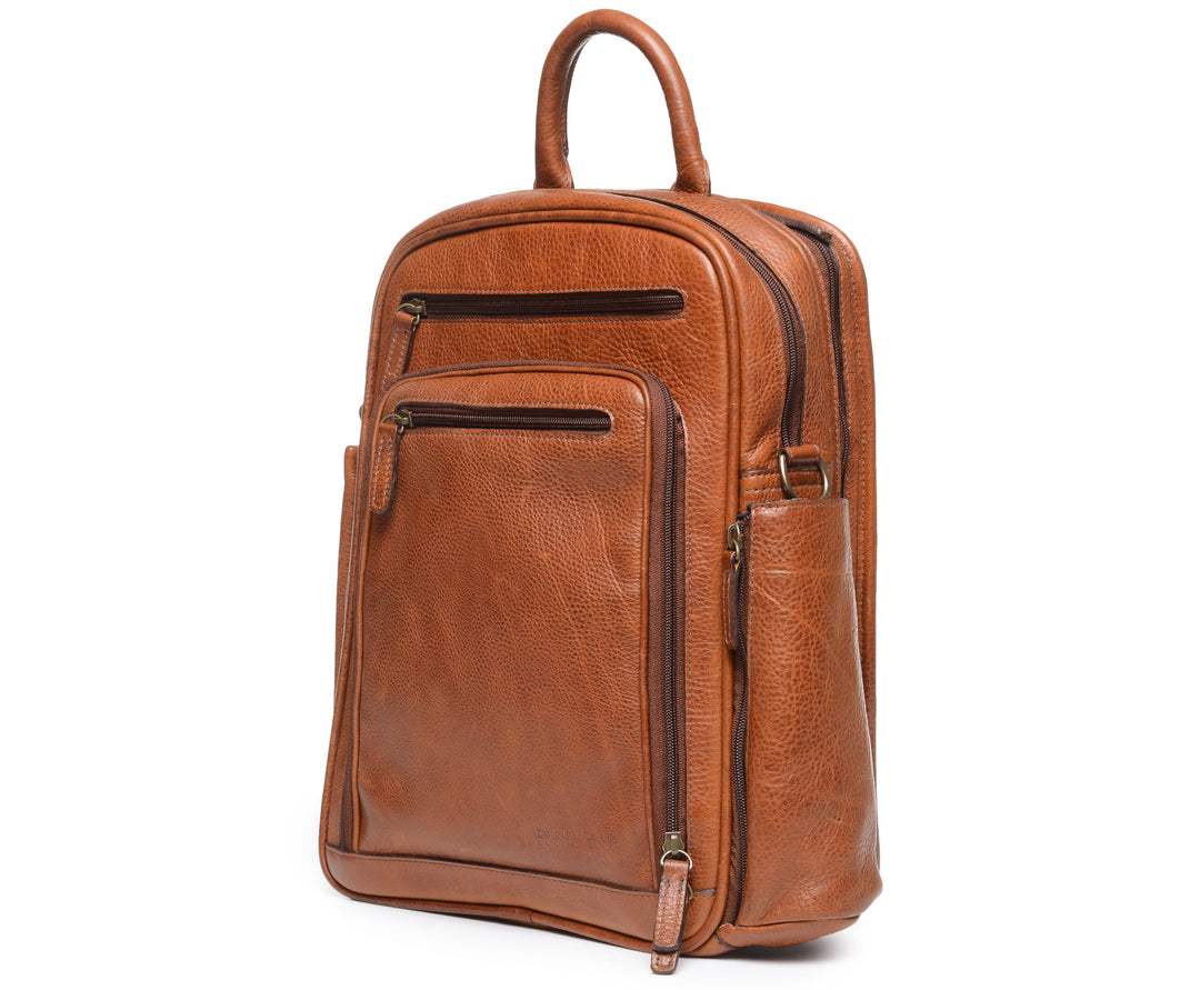 childhome care backpack leather brown Graham Leather Commuter Backpack