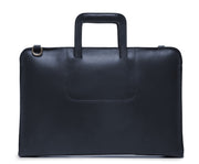 Ocean Blue Leather Zippered Briefcase The Jackson is handcrafted with a beautiful full grain mill dyed American leather in a timeless Korchmar design. It includes a removable padded laptop sleeve. Historically not an item designed for shoulder carry, the new, improved design includes a full length adjustable shoulder strap.