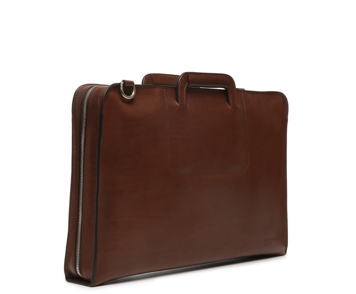 Brown Hover Leather Zippered Briefcase #color_brown