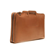 Tan Hover Leather Zippered Briefcase