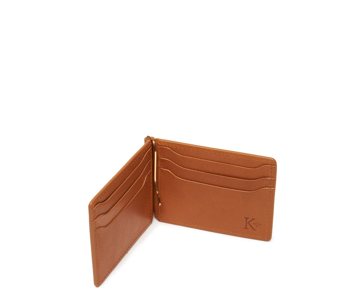 Tan Hover Leather money clip billfold