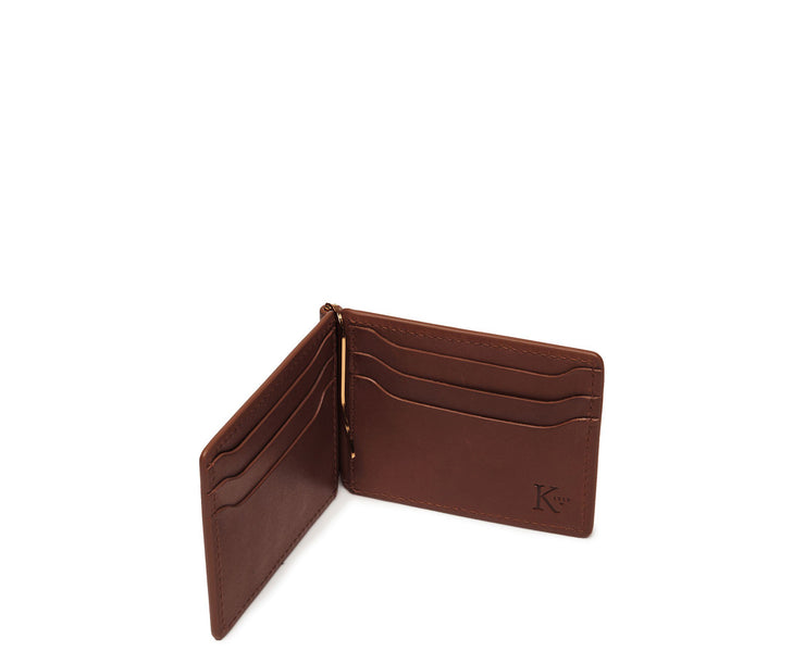 Brown Hover Leather money clip billfold