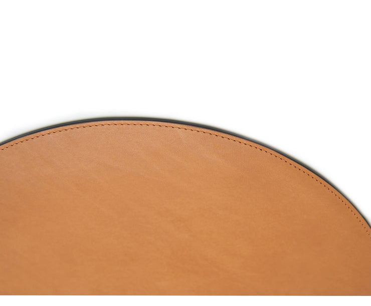 Tan Hover Leather circular placemat