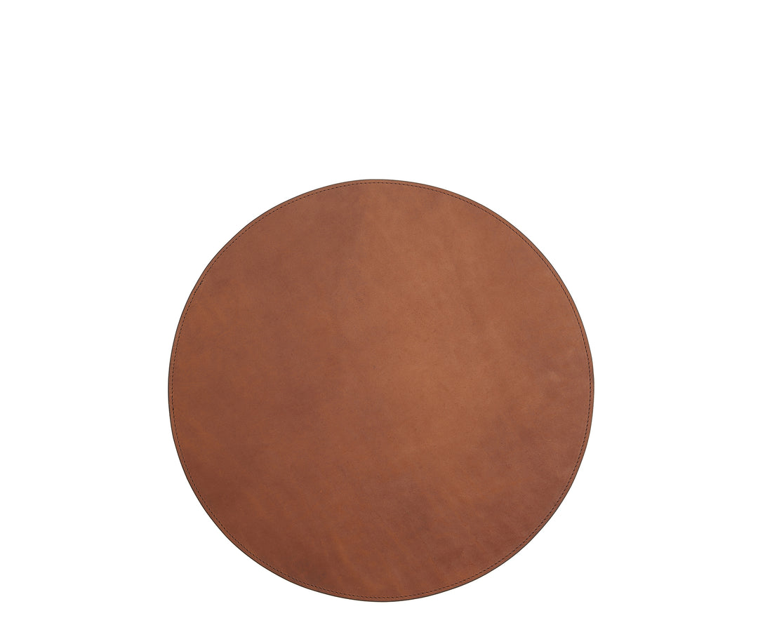 Espresso Leather circular placemat Add richness and depth to your dining table with the Nelson leather placemat. The Nelson is handcrafted with American full-grain leather and is backed with a non-skid durable rubber mat. #color_espresso