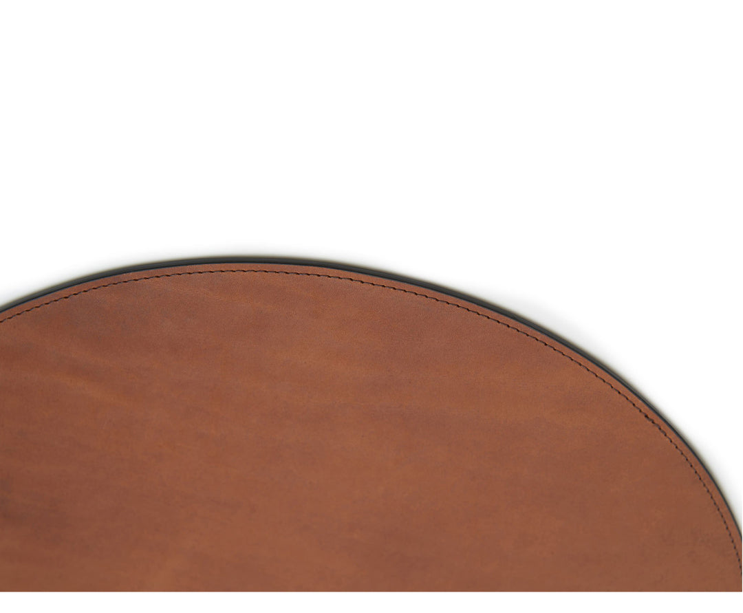 Espresso Hover Leather circular placemat #color_espresso