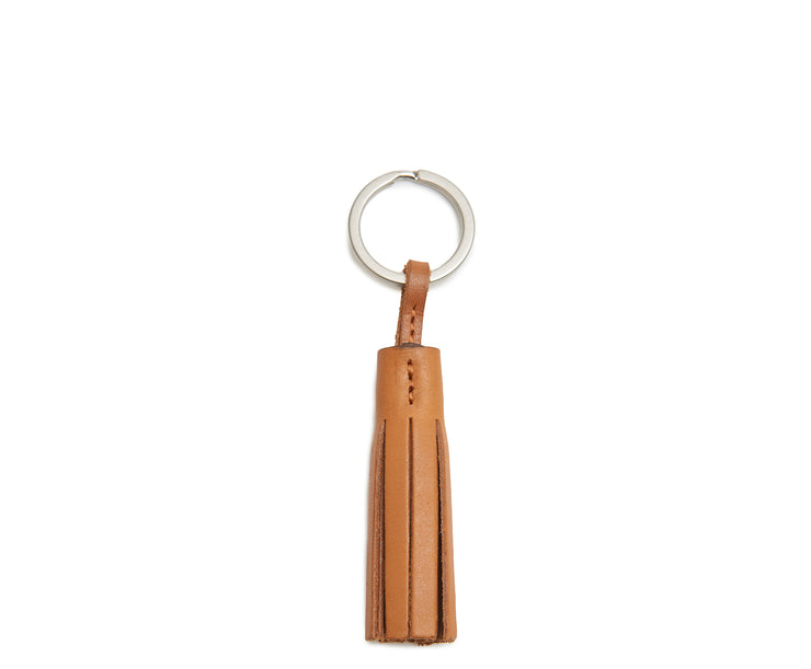 Tan Leather Tassel Keychain