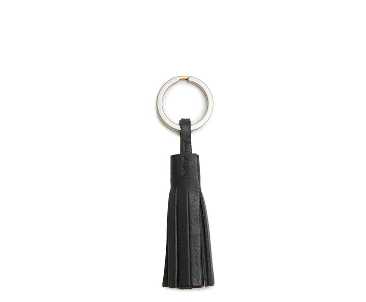 Black Leather Tassel Keychain #color_black