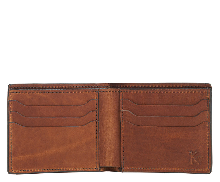 Brown Hover Slim leather wallet Handcrafted with American full-grain vegetable tanned leather Slim but full featured with 6 credit card pockets One vertical stash pockets Scalloped shape card slots to allow for easy card recognition All edges are hand burnished and inked Fully lined bill compartment for easy entry and exit of bills Dimensions: 3.5" x .5" x 4.5"
