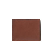 Espresso Slim leather wallet The York leather billfold is handcrafted with American full-grain leather and offers a slim minimalist profile. With six scalloped credit card pockets and a vertical stash pocket, the York is perfect for traveling light while keeping your cards and cash secure.