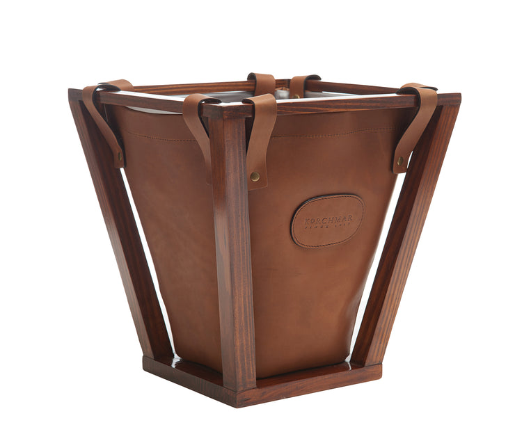 Espresso Hover Leather wastebasket