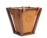 Tan Hover Leather wastebasket
