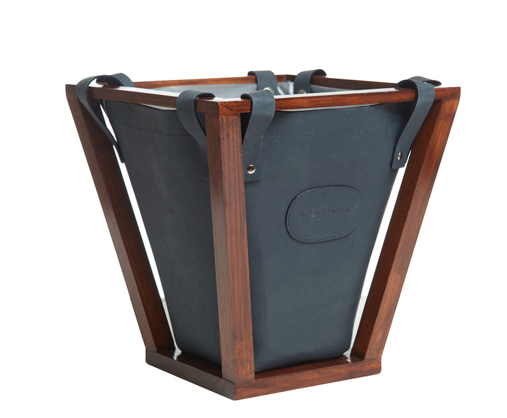 Ocean Blue Hover Leather wastebasket