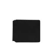 Black Leather money clip billfold Slim but with just enough room for your cards and receipts, this refined leather double billfold is a sophisticated choice as your everyday wallet. Hancrafted with full-grain vegetable tanned leather, the Spencer will age beautifully and get better with time.