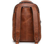Espresso Keychain attachment Interior organizer panel Fits up to a 15" laptop Strap designed for easy carry on telescoping luggage handles Handcrafted with care in our own factory Natural leather lining Dimensions: 17" x 7" x 12"