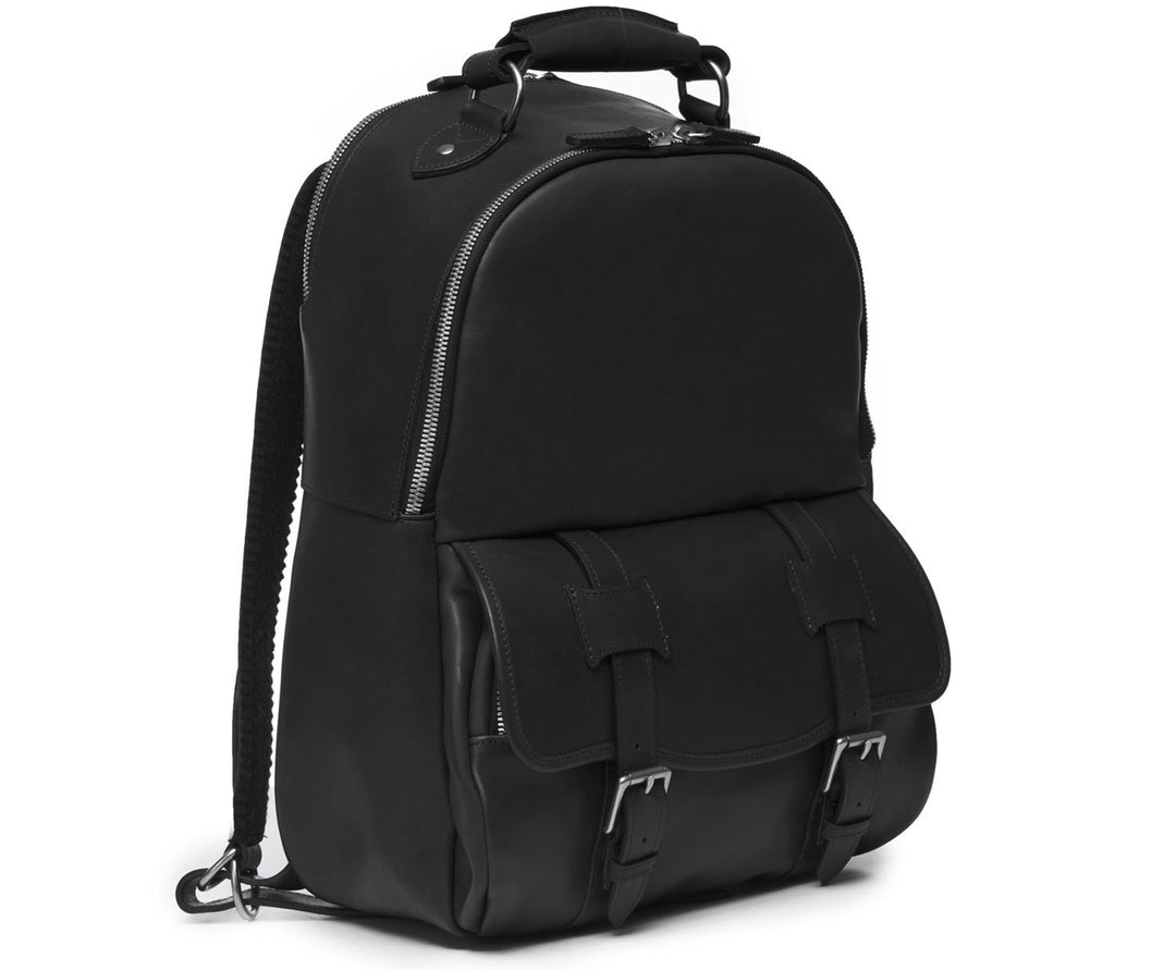 Black Hover Classic Leather Backpack #color_black