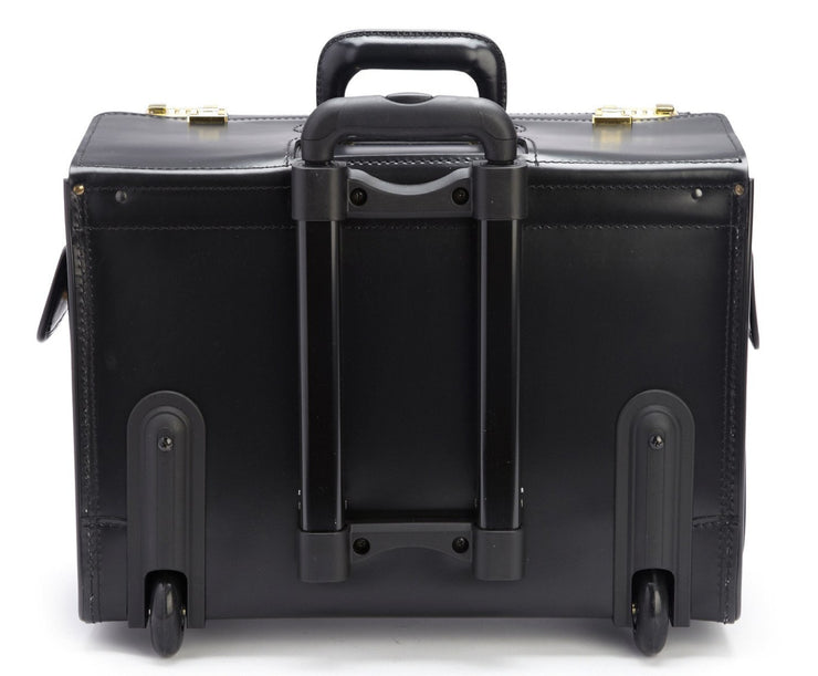 The Litigator Black Leather Wheeled Catalog Case Fits 17" Laptops