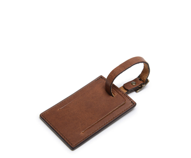 Espresso Leather Luggage Tag