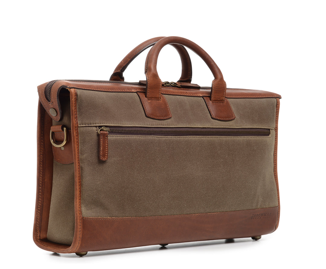 Olive Hover Slim Waxed Canvas Laptop Briefcase #color_olive