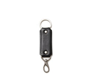 Black Hover Full-grain mill dyed American leather Steel key ring Brass swivel snap hook Handcrafted with care in our own factory Dimensions: 5.75" x 1.25"    FREE Monogramming up to 3 letters.