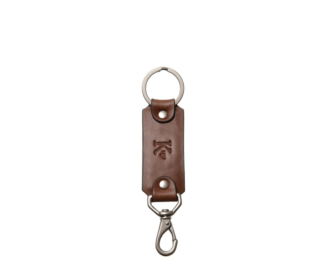 Brown Leather Swivel Hook Key Chain #color_brown
