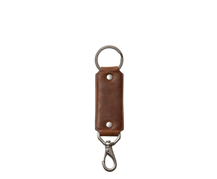 Espresso Hover Full-grain mill dyed American leather Steel key ring Brass swivel snap hook Handcrafted with care in our own factory Dimensions: 5.75" x 1.25"    FREE Monogramming up to 3 letters.
