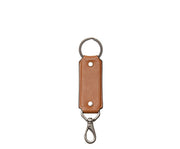 Tan Hover Full-grain mill dyed American leather Steel key ring Brass swivel snap hook Handcrafted with care in our own factory Dimensions: 5.75" x 1.25"    FREE Monogramming up to 3 letters.
