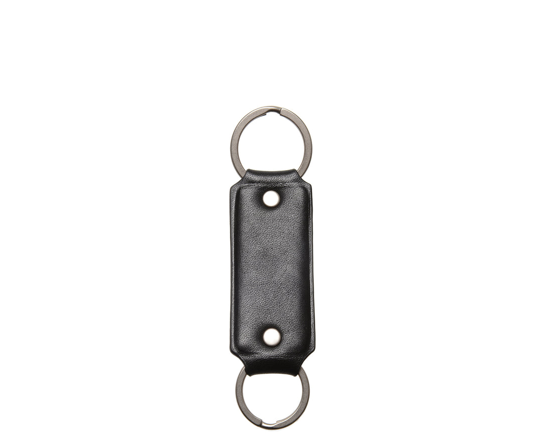 Black Hover Full grain mill dyed American leather Steel key rings Handcrafted with care in our own factory Dimensions: 5" x 1.25" #color_black