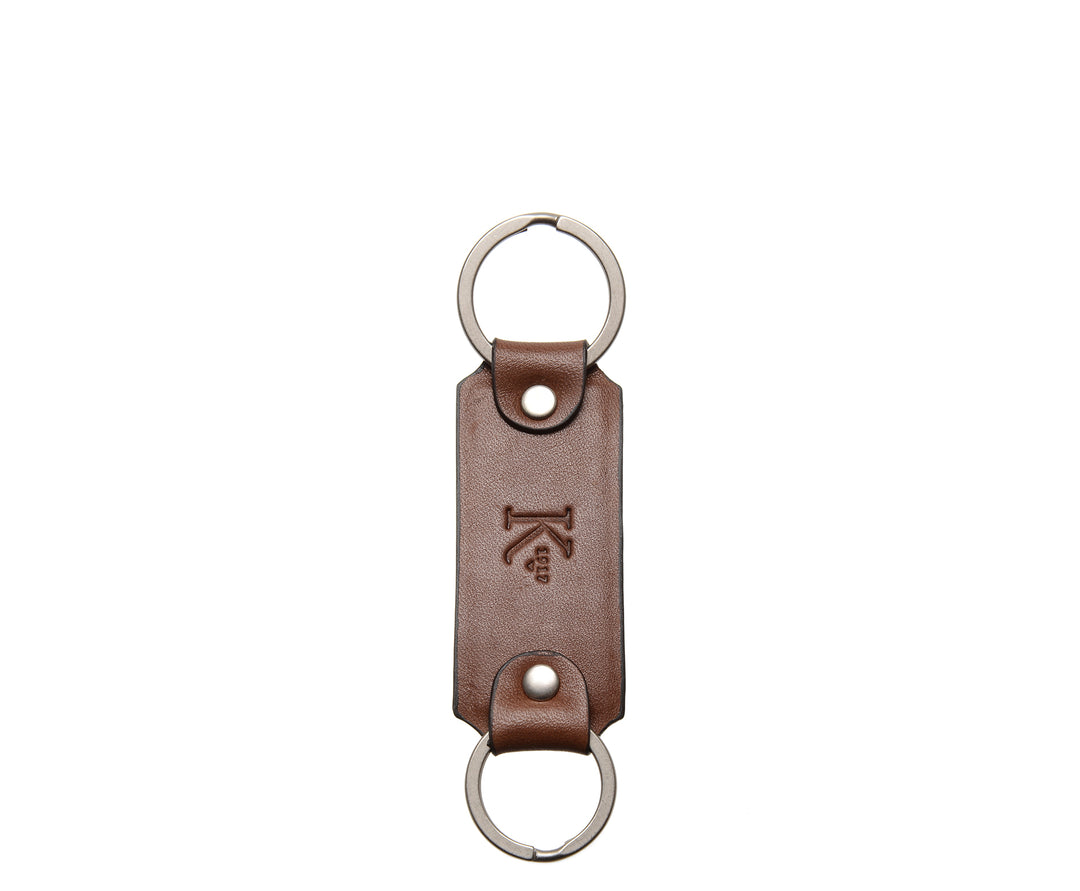 Brown Leather Double Loop Key Chain #color_brown