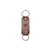 Brown Leather Double Loop Key Chain
