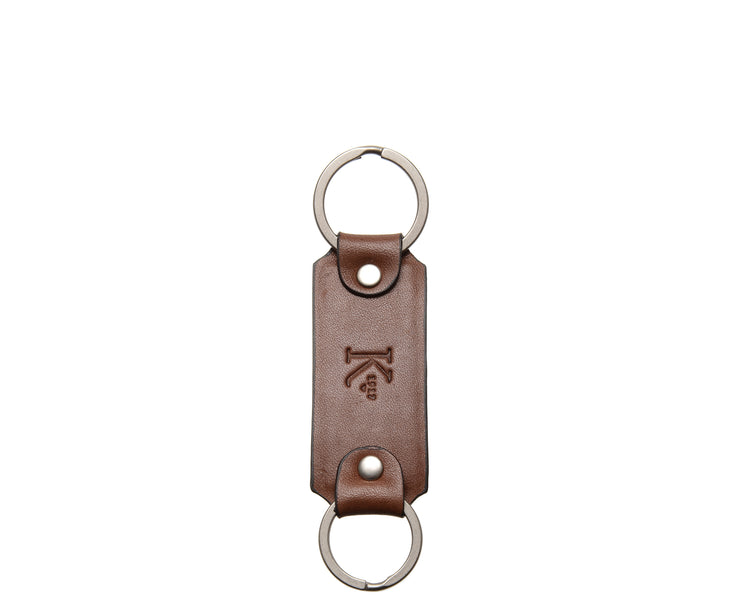 Brown Leather Double Loop Key Chain