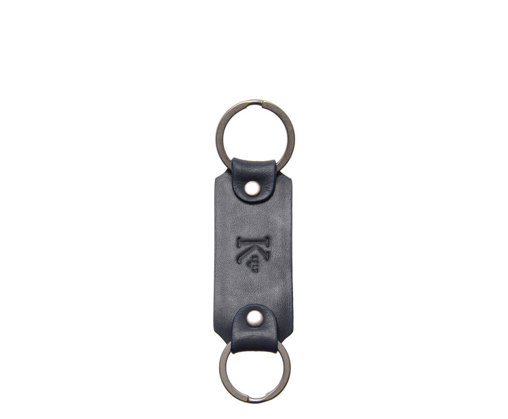 Ocean Blue Leather Double Loop Key Chain