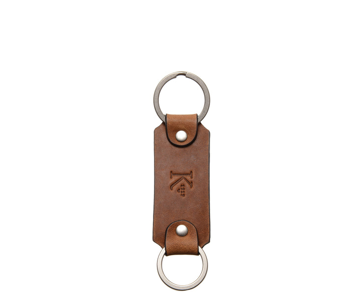 Espresso Leather Double Loop Key Chain