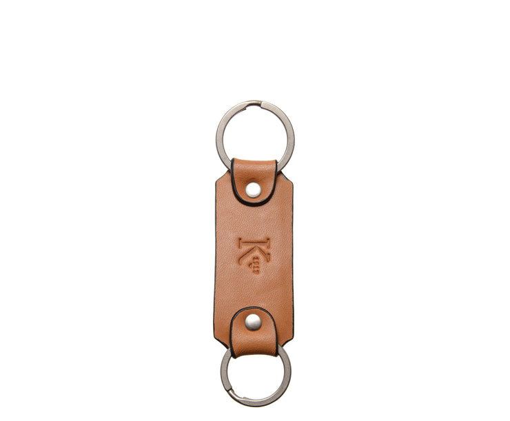 Tan Leather Double Loop Key Chain