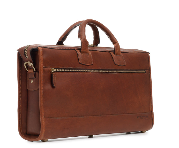 Espresso Hover Slim Leather Laptop Briefcase