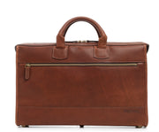 Espresso Slim Leather Laptop Briefcase The Sawyer's slim, refined silhouette make it perfect for carrying most 15" laptops and small personal items. Carry it by hand or over the shoulder with the included removable, adjustable shoulder strap. The Sawyer is handcrafted with full-grain leather.