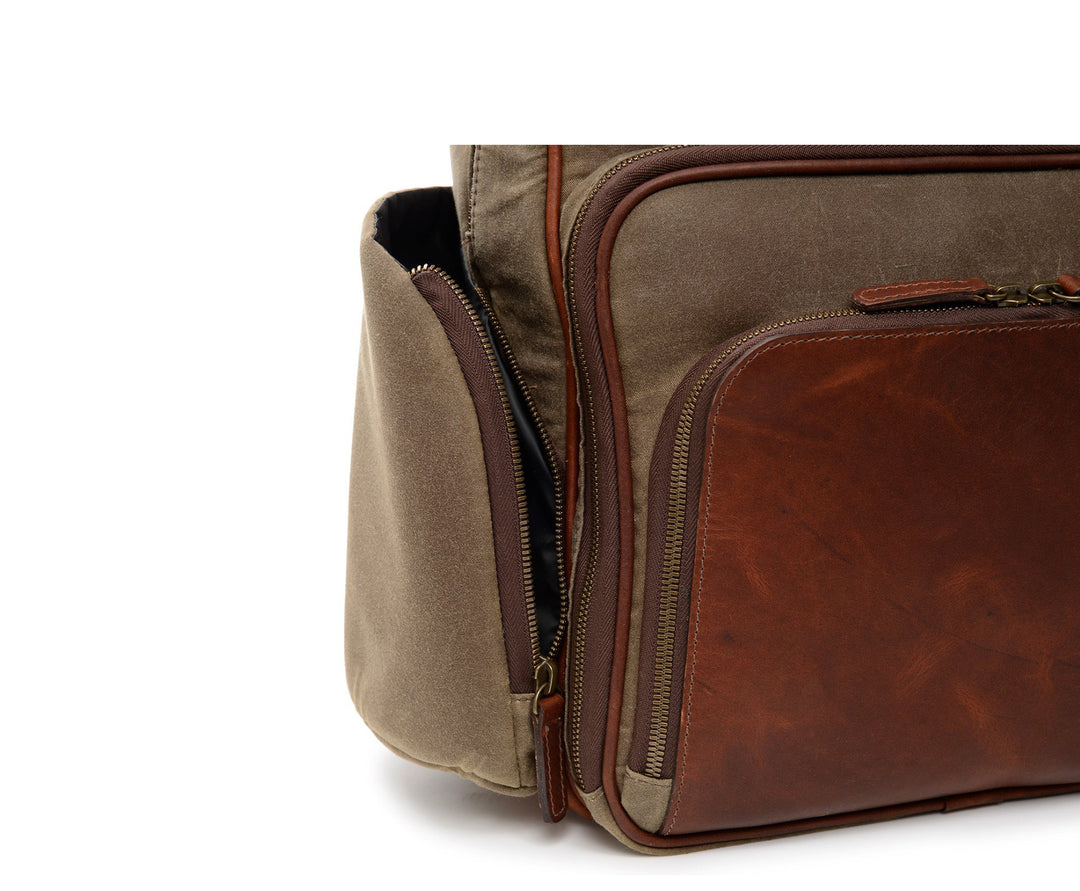 canvas leather backpack zipper Korchmar Mason Backpack