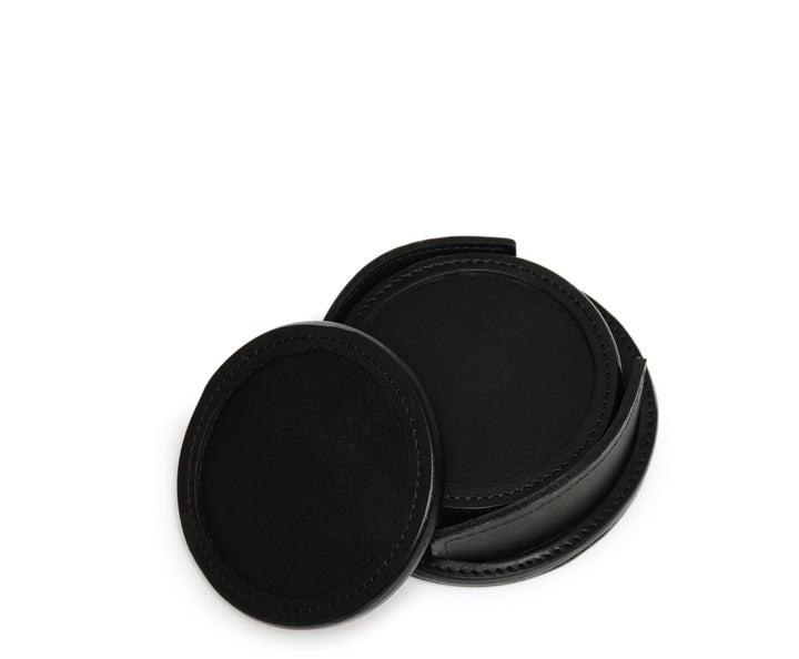 Black Hover Leather Coasters  #color_black