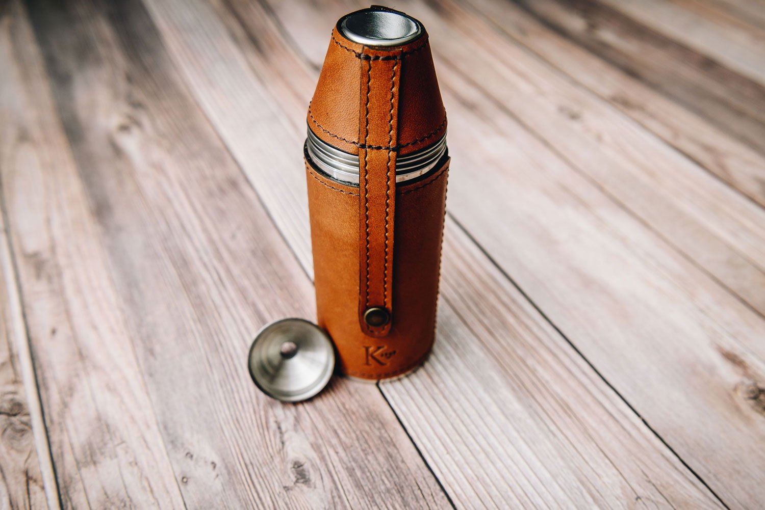 The Radcliff Leather Bottle Flask by Korchmar