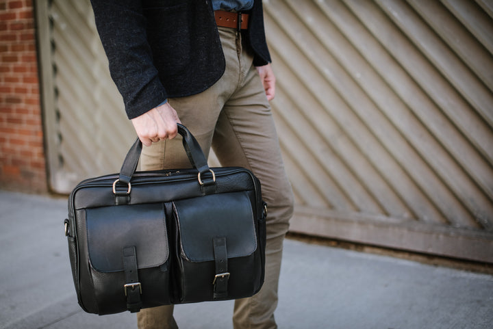 Barton Leather Laptop Briefcase #color_black