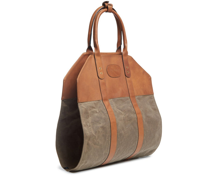 Olive Hover Waxed canvas log carrier